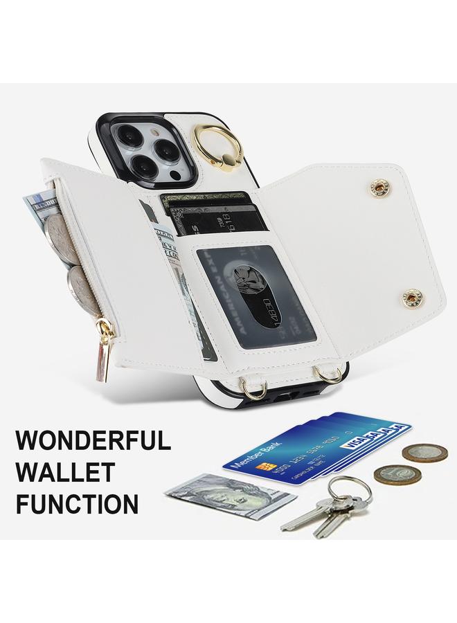 Zaboon Case For iPhone 13 Pro Max Zipper Card Bag Phone Case with Dual Lanyard - Image 4