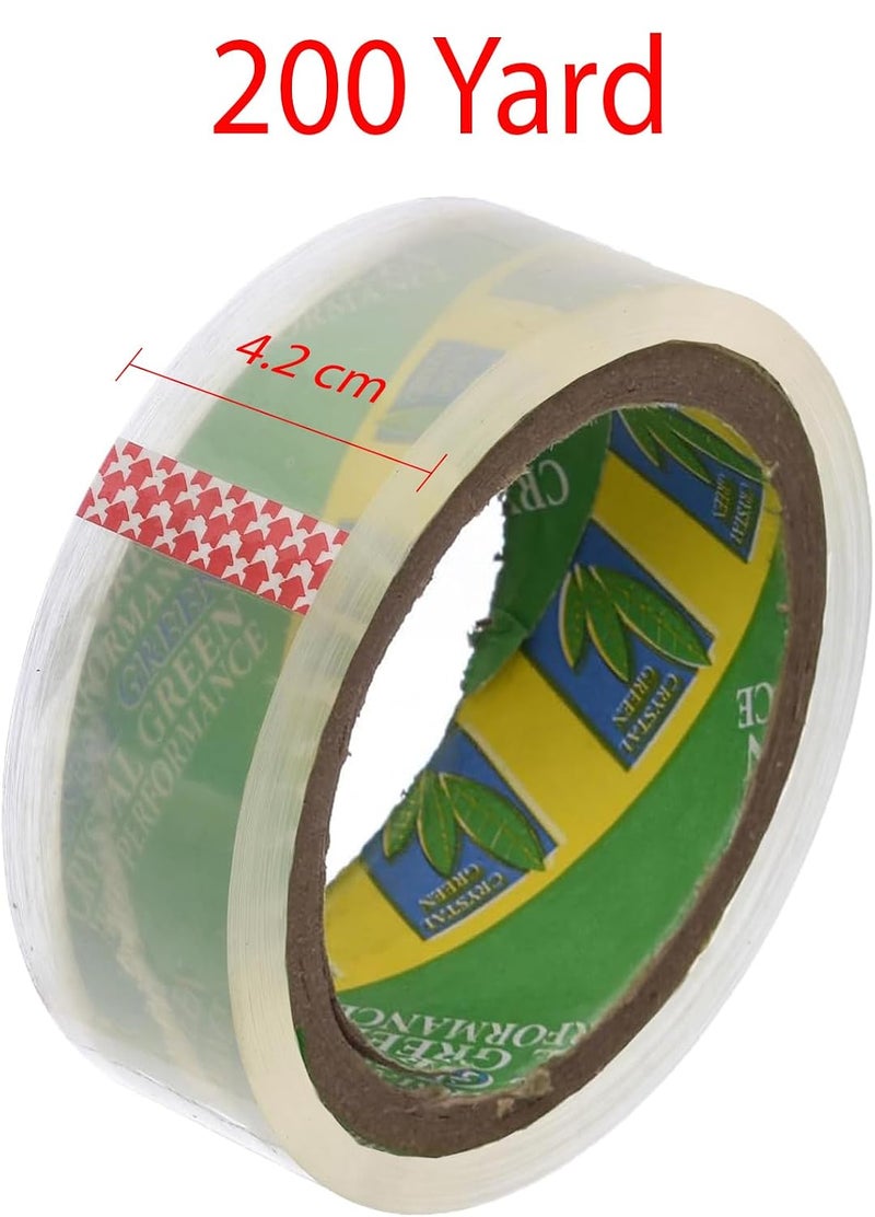200 Yard 4.2cm) Wide Tape 6 Rolls Crystal Green Heavy Duty Packing Tape for Sealing Parcel Boxes Office Home School Use Strong Adhesive Tape Super Secure Sticky Seal Roll - Clear 200Y - Image 2