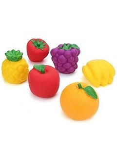 Manos Fruit Multicolour Chu chu Fruit Bath Toy I Colorful Toy Heavy Quality ,Squeezy Toys Fruit 6 pcs Pack for Infants. The Sweet Musical Sound of The Squeezy Toy  - Image 1