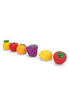 Manos Fruit Multicolour Chu chu Fruit Bath Toy I Colorful Toy Heavy Quality ,Squeezy Toys Fruit 6 pcs Pack for Infants. The Sweet Musical Sound of The Squeezy Toy  - Image 2