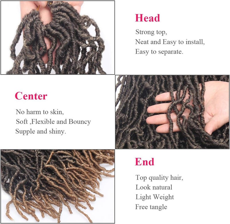 Leeven 18 Inch Ombre Blonde New Soft Locs Crochet Braids Hair 7 Packs Pre-looped Curly Wavy Goddess Faux Locs Crochet Hair for Women Afro Roots Synthetic Braiding Hair Extensions T27# - Image 3