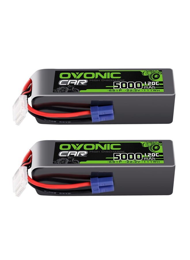 OVONIC 6S LiPo Battery 22.2V 5000mAh 120C with T to TRA Plug for RC Car RC Truck Airplane Helicopter Boat Car Racing RC Hobby (2 Packs) - Image 1