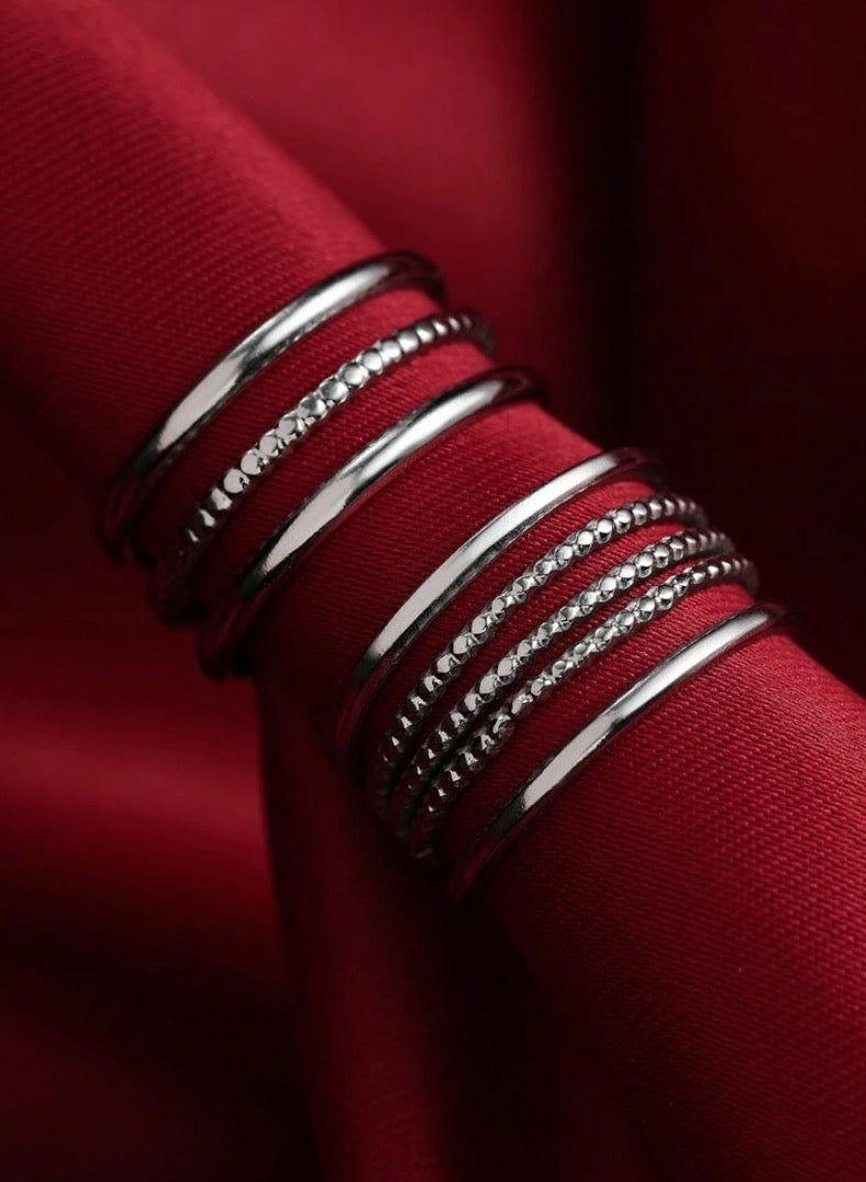 Equal 2Pcs Of Elegant Silver Stainless Steel Rings For Women One Size - Image 2