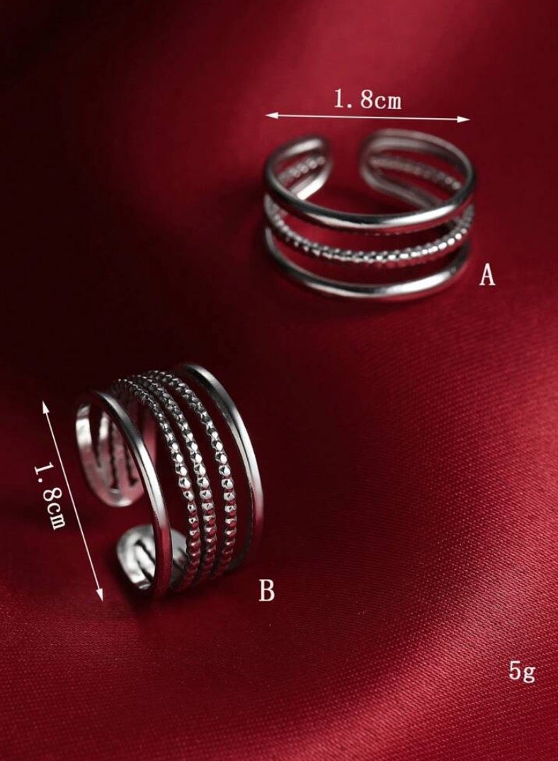 Equal 2Pcs Of Elegant Silver Stainless Steel Rings For Women One Size - Image 3