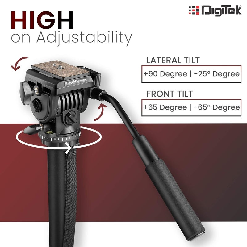 Digitek ® DVH 001 Video Fluid Head | Lightweight with Flat Base | Supports Multiple Tripods & Monopods (Load Capacity-5 Kgs) (DVH-001) - Image 5