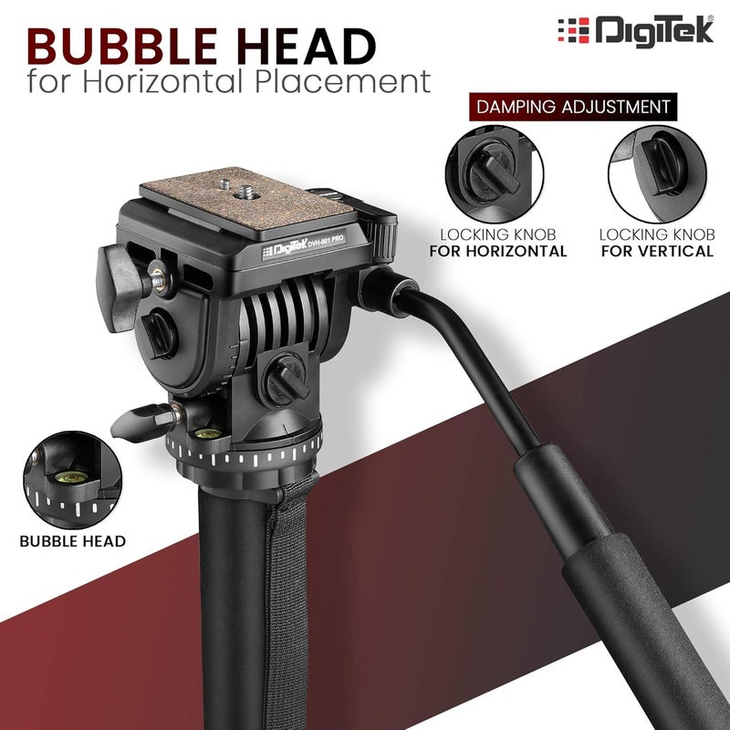 Digitek ® DVH 001 Video Fluid Head | Lightweight with Flat Base | Supports Multiple Tripods & Monopods (Load Capacity-5 Kgs) (DVH-001) - Image 3