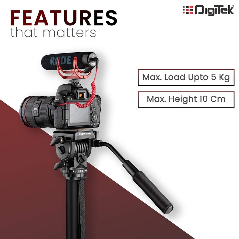 Digitek ® DVH 001 Video Fluid Head | Lightweight with Flat Base | Supports Multiple Tripods & Monopods (Load Capacity-5 Kgs) (DVH-001) - Image 4