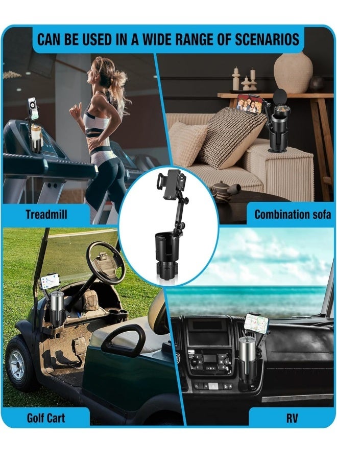 2 in 1 Car Cup Holder Phone Mount, Universal Adjustable Car Phone Holder with 360° Rotation& Expandable Drink Holder, Compatible with All Smartphones - Image 5