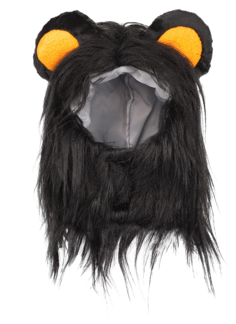 Excefore Lion Mane Wig for Cat Costume, Black Lion Mane Wig Pet Costumes Hat, Lion Hair Cat Hat, Accessories Decoration for Kitten Cats, for Festival Party Activity (Size: M)  - Image 5