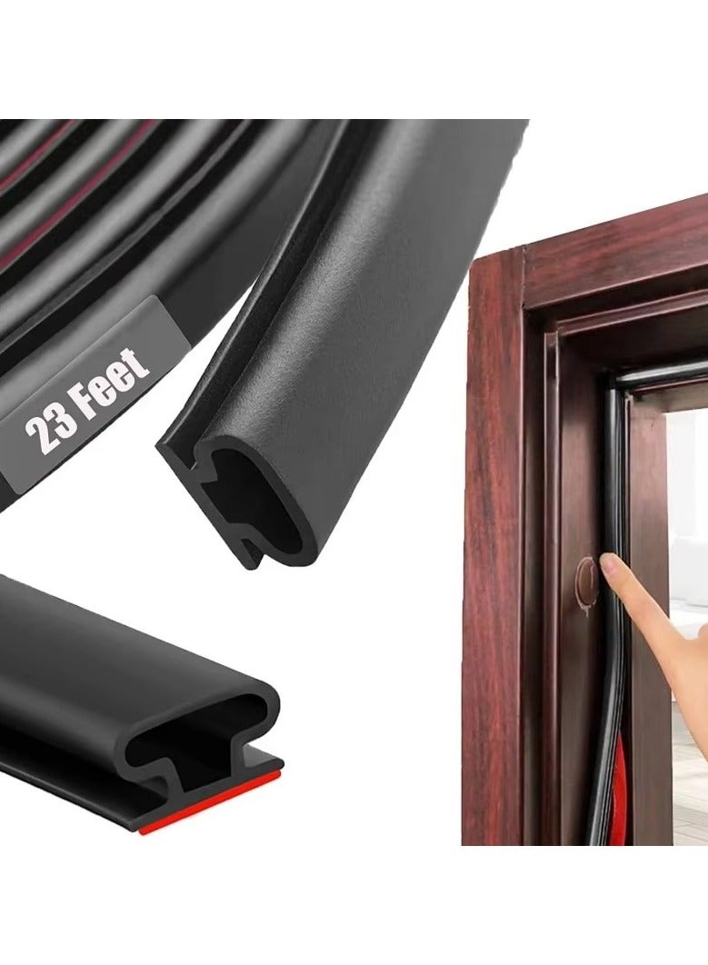 6M  Self-Adhesive Rubber Door Weather Stripping for Doors & Windows – D-Shape Weather Seal Strip, Soundproof, Windproof, Anti-Collision, TPE Insulation - Image 1