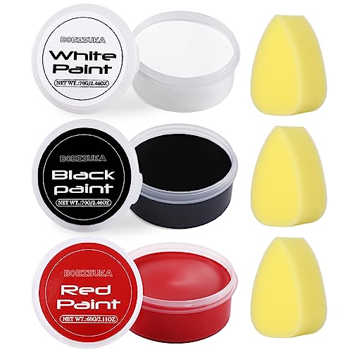 BOBISUKA White Black Red Face Body Paint with 3PCS Sponges Face Painting Kit for Adult Large Capacity Oil Based Paints Palette For Halloween Makeup Clown Joker Devil Cosplay SFX Costume Party - Image 1