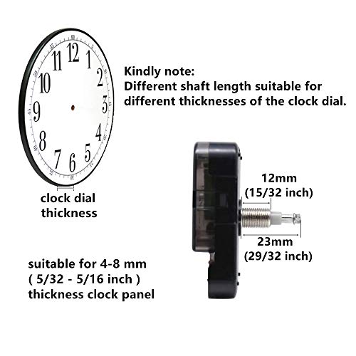 TIKROUND Quartz DIY Wall Clock Movement Mechanisms Battery Powered DIY Repair Parts Replacement with 4 Sets Hands,3/10 Inch Maximum Dial Thickness,29/32 Inch Total Shaft Length. - Image 3