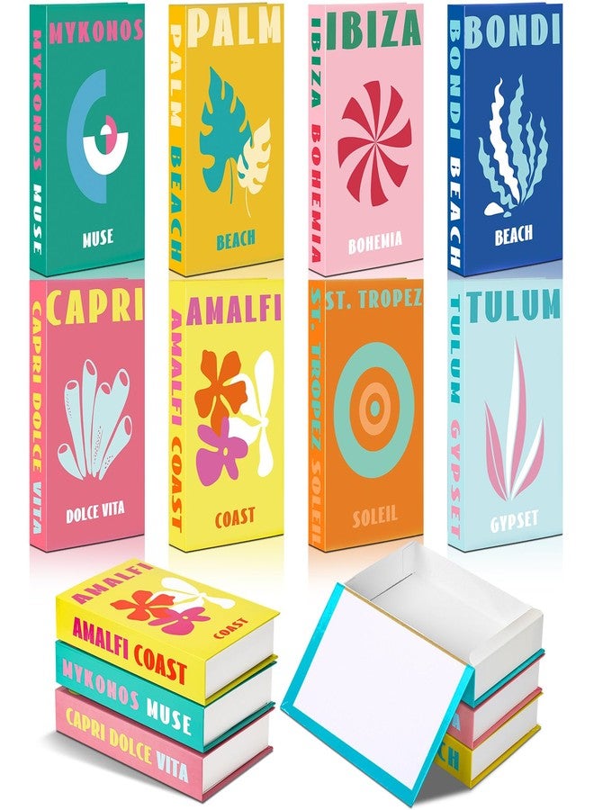 Menkxi 8 Pcs Preppy Room Decor Foldable Fake Decorative Books Set Aesthetic Travel Resort Theme Coffee Table Books Decoration for Home Office Tabletops Bookshelf Decor Faux Stuff Things - Image 1