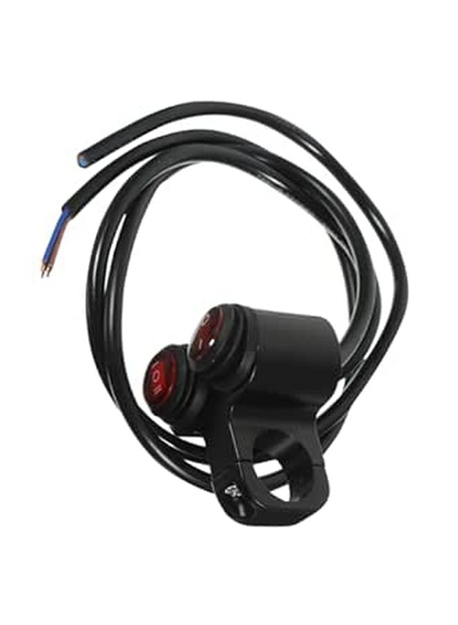 Dual Wire LED Motorcycle Handlebar Push Button Switch for Emergency and Fog Lights - Image 1