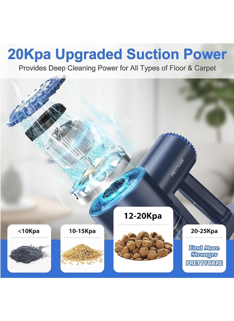 PrettyCare - PrettyCare Cordless Vacuum Cleaner, 6 in 1 Lightweight 180° Bendable Wand Stick Vacuum Self-Standing with 20Kpa Powerful Suction, Rechargeable Cordless Vacuum for Hardwood Floor Pet Hair, W400 - Image 1