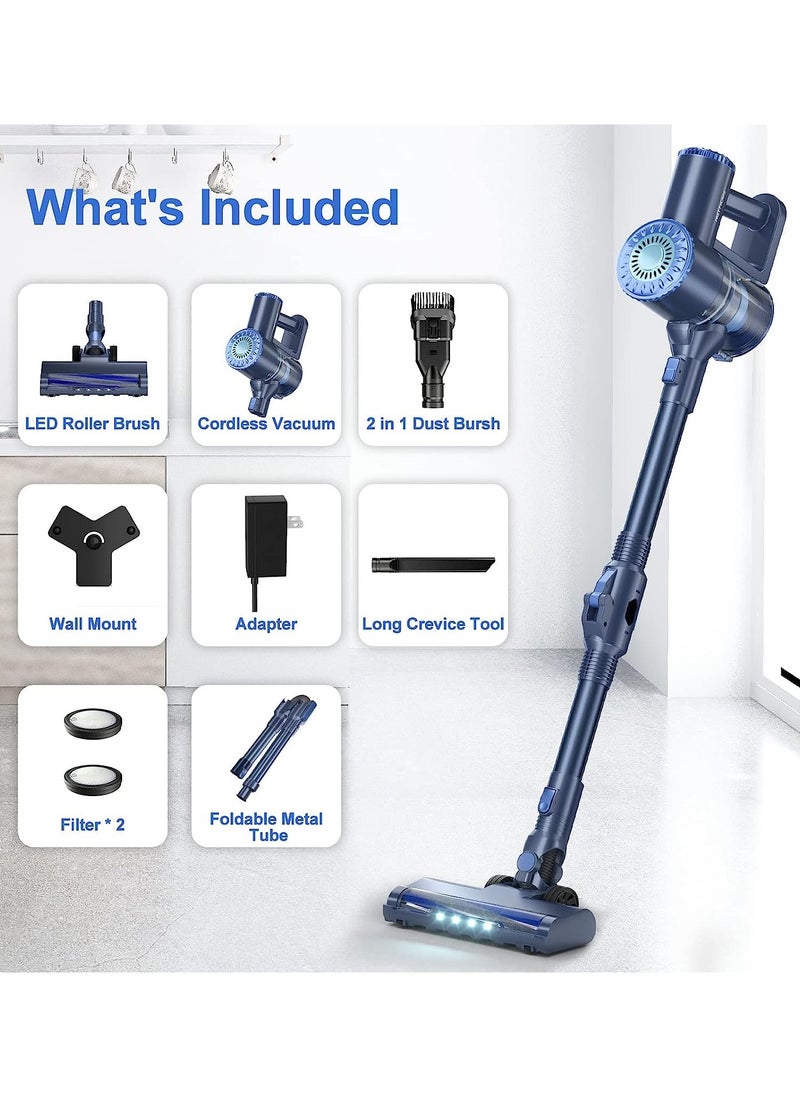 PrettyCare - PrettyCare Cordless Vacuum Cleaner, 6 in 1 Lightweight 180° Bendable Wand Stick Vacuum Self-Standing with 20Kpa Powerful Suction, Rechargeable Cordless Vacuum for Hardwood Floor Pet Hair, W400 - Image 1