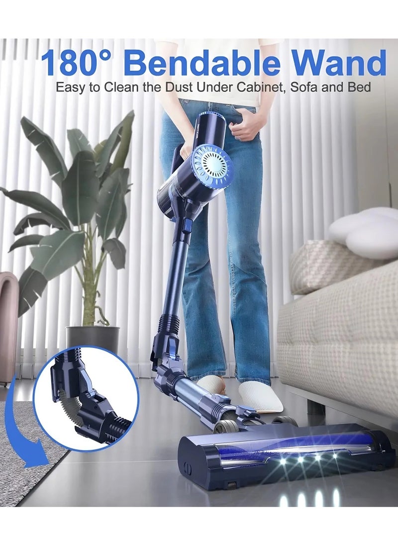 PrettyCare - PrettyCare Cordless Vacuum Cleaner, 6 in 1 Lightweight 180° Bendable Wand Stick Vacuum Self-Standing with 20Kpa Powerful Suction, Rechargeable Cordless Vacuum for Hardwood Floor Pet Hair, W400 - Image 1