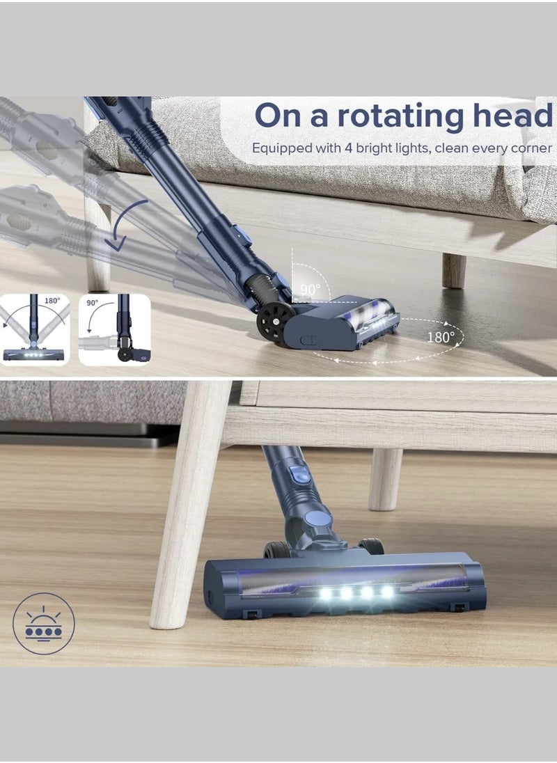 PrettyCare - PrettyCare Cordless Vacuum Cleaner, 6 in 1 Lightweight 180° Bendable Wand Stick Vacuum Self-Standing with 20Kpa Powerful Suction, Rechargeable Cordless Vacuum for Hardwood Floor Pet Hair, W400 - Image 1