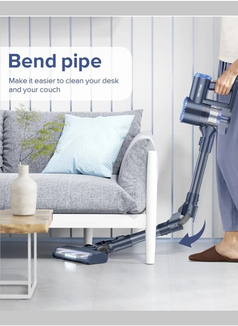 PrettyCare - PrettyCare Cordless Vacuum Cleaner, 6 in 1 Lightweight 180° Bendable Wand Stick Vacuum Self-Standing with 20Kpa Powerful Suction, Rechargeable Cordless Vacuum for Hardwood Floor Pet Hair, W400 - Image 1