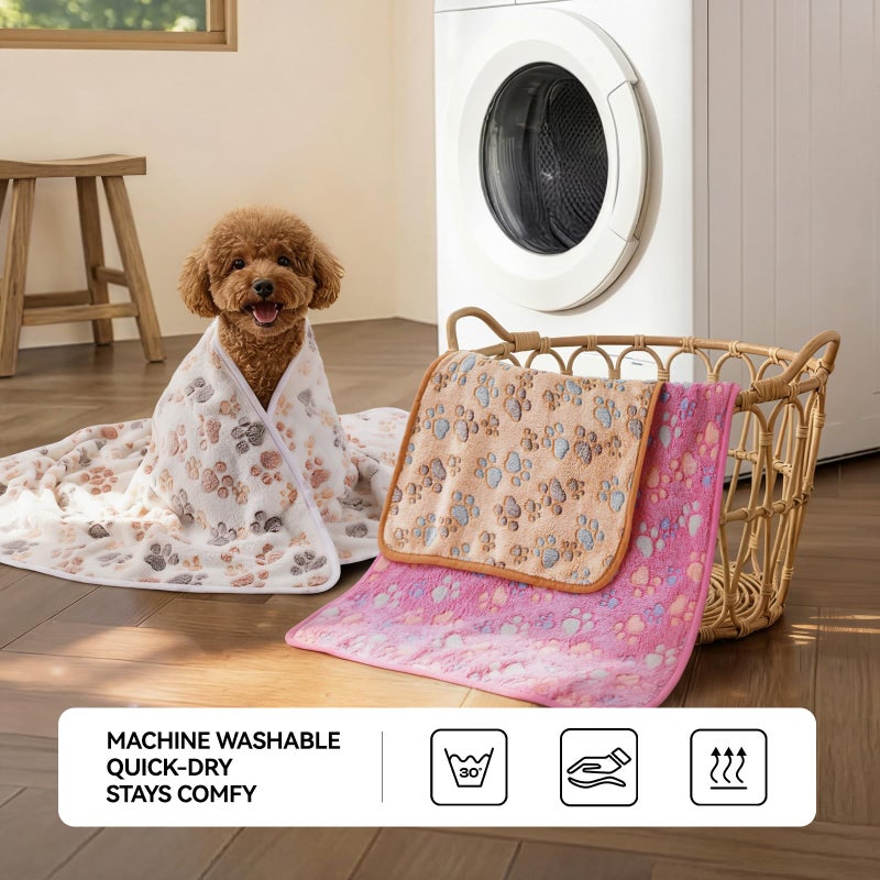 LINENLUX 1 Pack 3 Blankets Super Soft Fluffy Premium Fleece Dog Blankets for Puppy Cat Pet Blanket Flannel Throw Warm Sleep Dog Paw 40x31 inches - Image 4