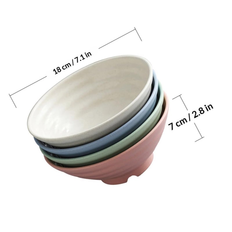 4Pcs 18cm Wheat Straw Soup Bowls Unbreakable Microwave Dishwasher Safe Tableware Random Color - Image 3