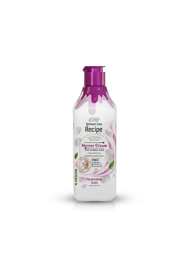 Eva Optimum Care Recipe Glowing Blend Shower Cream For Normal Skin - Marshmallow Scent 370 Ml