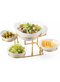 Orchid 5 Pieces Ceramic Chip And Dip Serving Set With Metal Rack  - Image 2