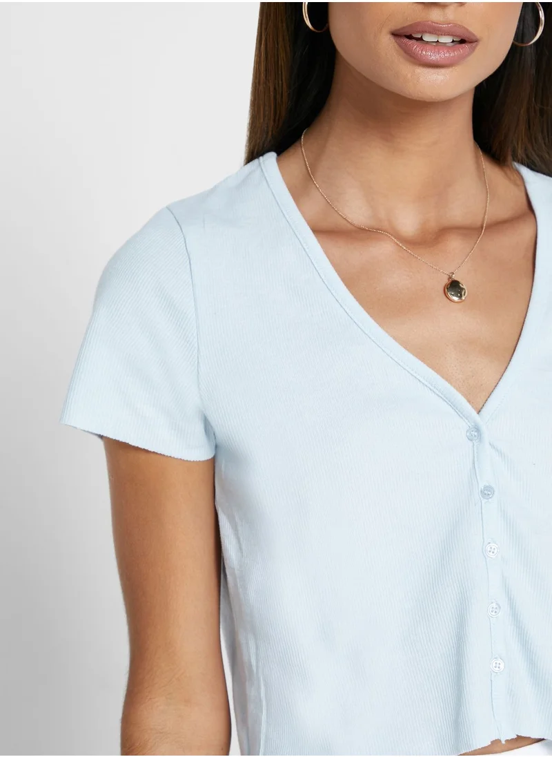 Cotton On Button Through Short Sleeve Top