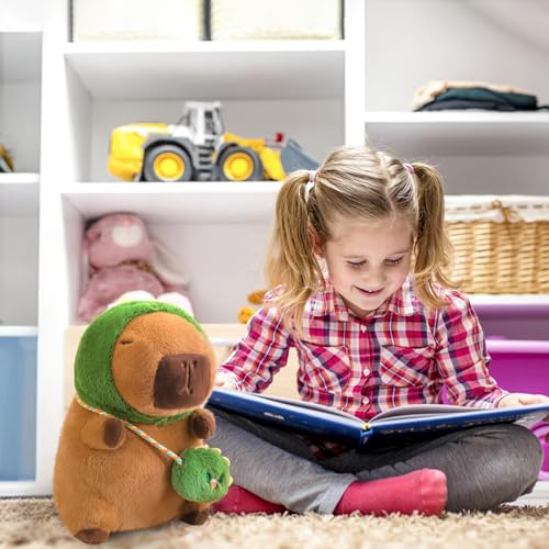 Ditucu Capybara Plush with Dinosaur Hat Mini Bag 98 inch Cute Dino Capibara Stuffed Animal Soft Plushies Toys Gifts for Kids Adults Brown - Image 5