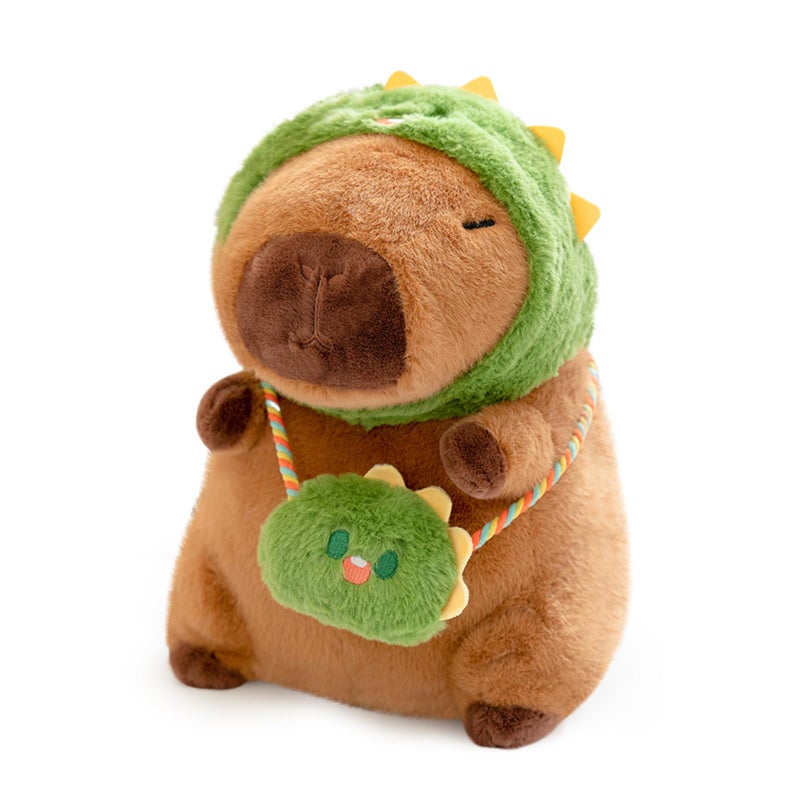 Ditucu Capybara Plush with Dinosaur Hat Mini Bag 98 inch Cute Dino Capibara Stuffed Animal Soft Plushies Toys Gifts for Kids Adults Brown - Image 3