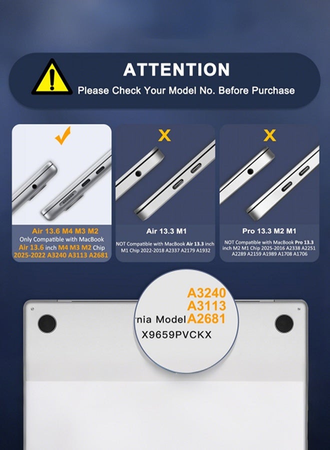 قيليرا غطاء صلب شفاف لماك بوك إير 13.6 بوصة باللون الأسود اللامع (متوافق مع الموديلات A2681 / A3113 / A3240، شرائح M2 / M3 / M4 إصدار 2022–2024) – يشمل غطاء شفاف باللون الأسود اللامع + غطاء لوحة مفاتيح أمريكي + واقي شاشة ناعم عالي الدقة، متوافق مع Touch ID - Image 4