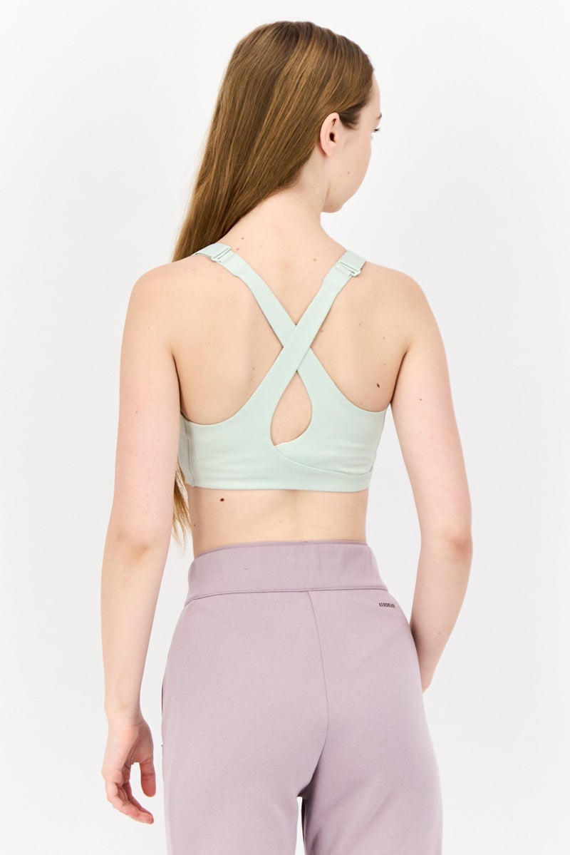 Adidas Women Brand Logo Padded Sports Bra, Sage Green - Image 4
