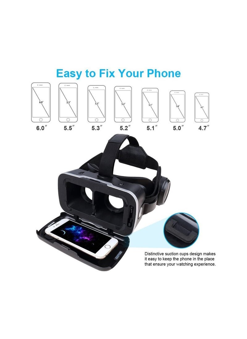 Generic - VR Set with Remote Controller, HD 3D VR Glasses Virtual Reality Headset for VR Games and 3D Movies, VR Goggles for Smartphones Compatible 4.7-6 inch - Image 1