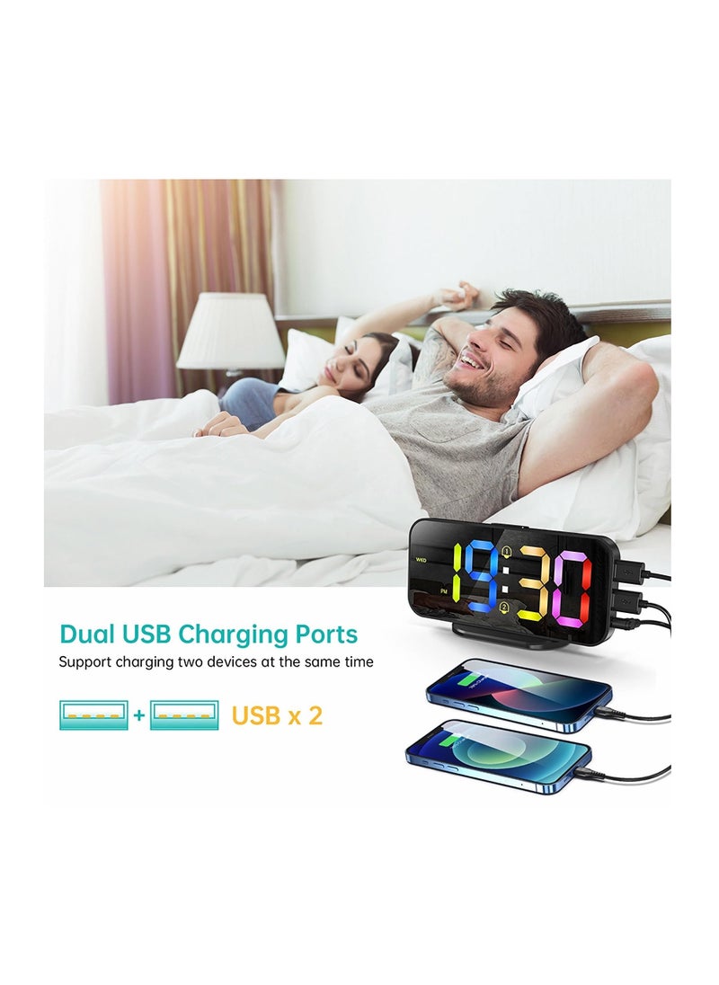 Anmi - Digital Alarm Clock, Bedside Desk Table Electronic Clock, Digital Clock Large Display, 12/24 Hr Time/Date Display, Snooze, Brightness Adjustable (Multicolor) - Image 1