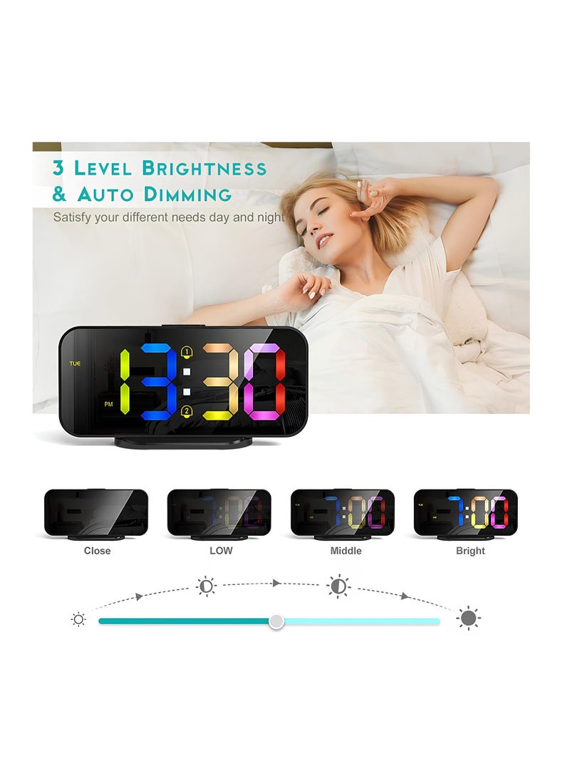 Anmi - Digital Alarm Clock, Bedside Desk Table Electronic Clock, Digital Clock Large Display, 12/24 Hr Time/Date Display, Snooze, Brightness Adjustable (Multicolor) - Image 1