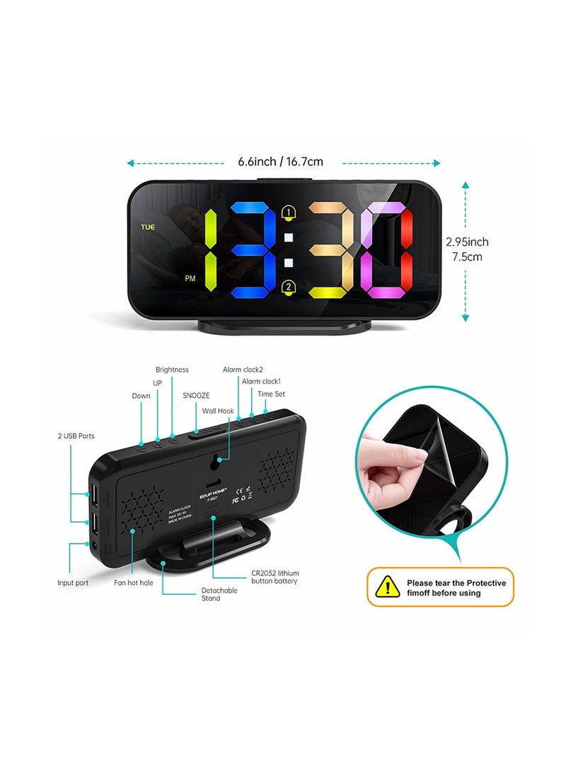 Anmi - Digital Alarm Clock, Bedside Desk Table Electronic Clock, Digital Clock Large Display, 12/24 Hr Time/Date Display, Snooze, Brightness Adjustable (Multicolor) - Image 1