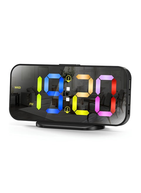 Digital Alarm Clock, Bedside Desk Table Electronic Clock, Digital Clock Large Display, 12/24 Hr Time/Date Display, Snooze, Brightness Adjustable (Multicolor)