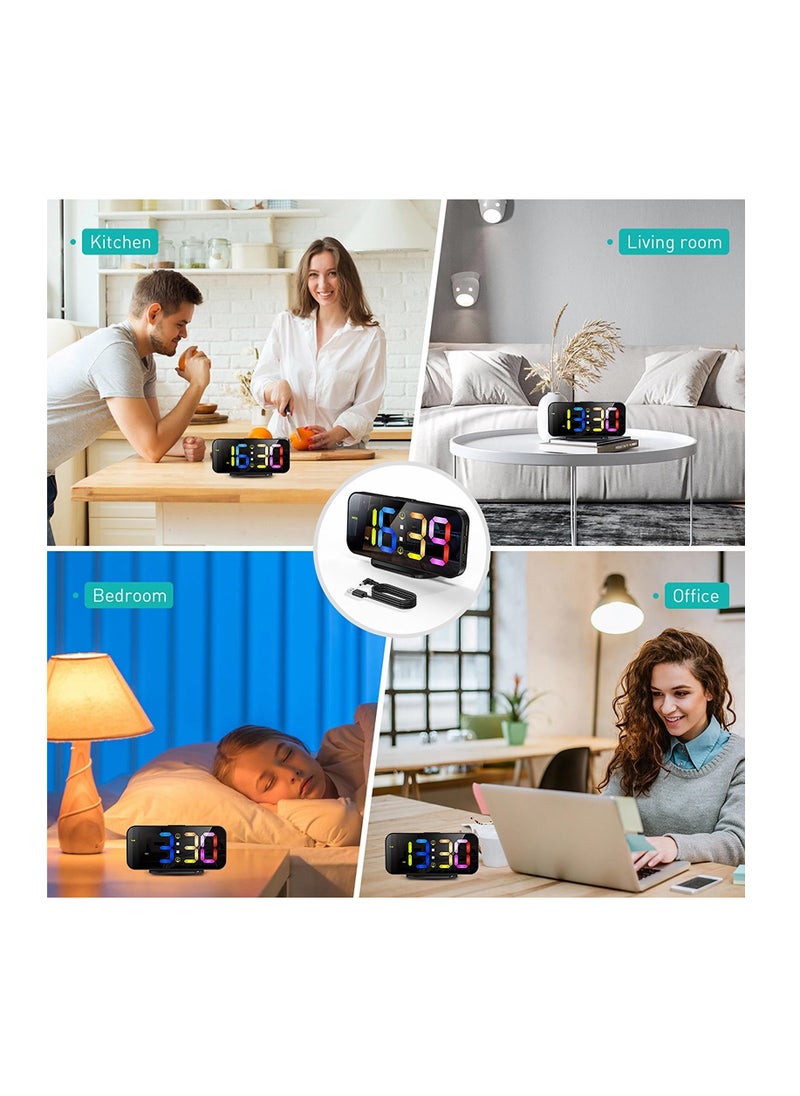 Anmi - Digital Alarm Clock, Bedside Desk Table Electronic Clock, Digital Clock Large Display, 12/24 Hr Time/Date Display, Snooze, Brightness Adjustable (Multicolor) - Image 1