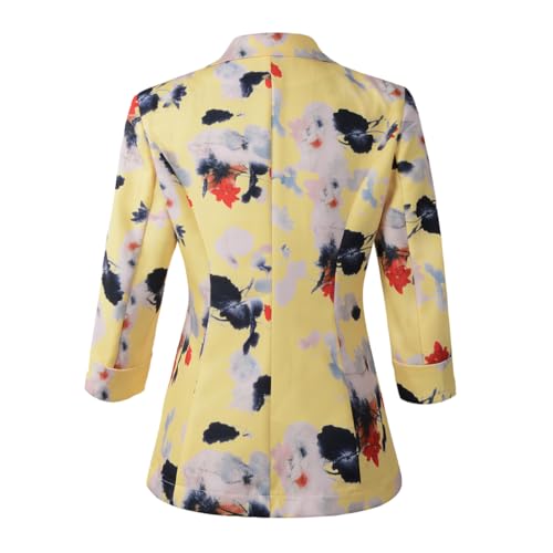 Beninos Womens Blazers 3/4 Sleeve Lightweight Office Work Blazer Jacket (1905 Yellow, L) - Image 3