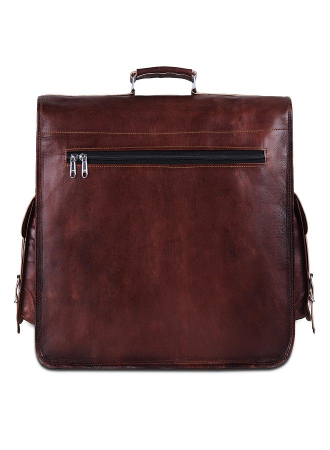 HULSH Brown Leather Messenger Bag For Men 18 Inch Big Women Shoulder Cross Body Brown Laptop Computer Briefcase Bag - Best Vintage Look - Image 5