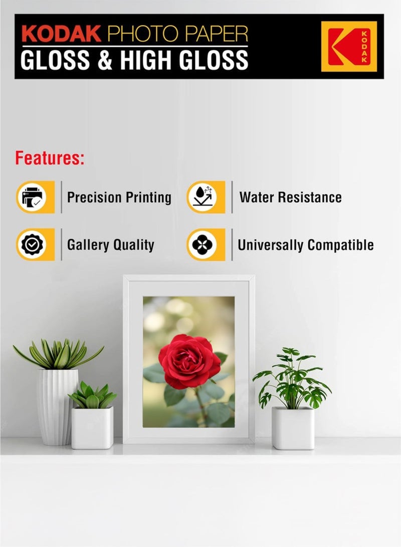 كوداك ورق صور لامع مقاس A3 بوزن 180 جرام، جودة طباعة عالية للحبر النفاث، 50 ورقة، 297×420 مم - Image 3