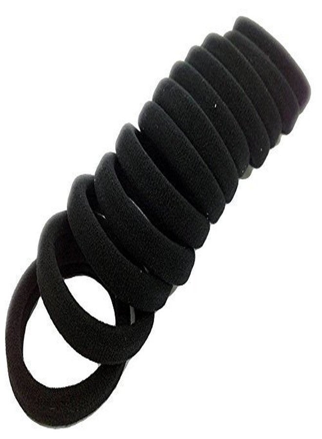 Fok Set Of 20 Pcs Black Cotton Rubber Bands & 2 Pcs Black Metal Wavvy Zigzag Hairbands - Image 3