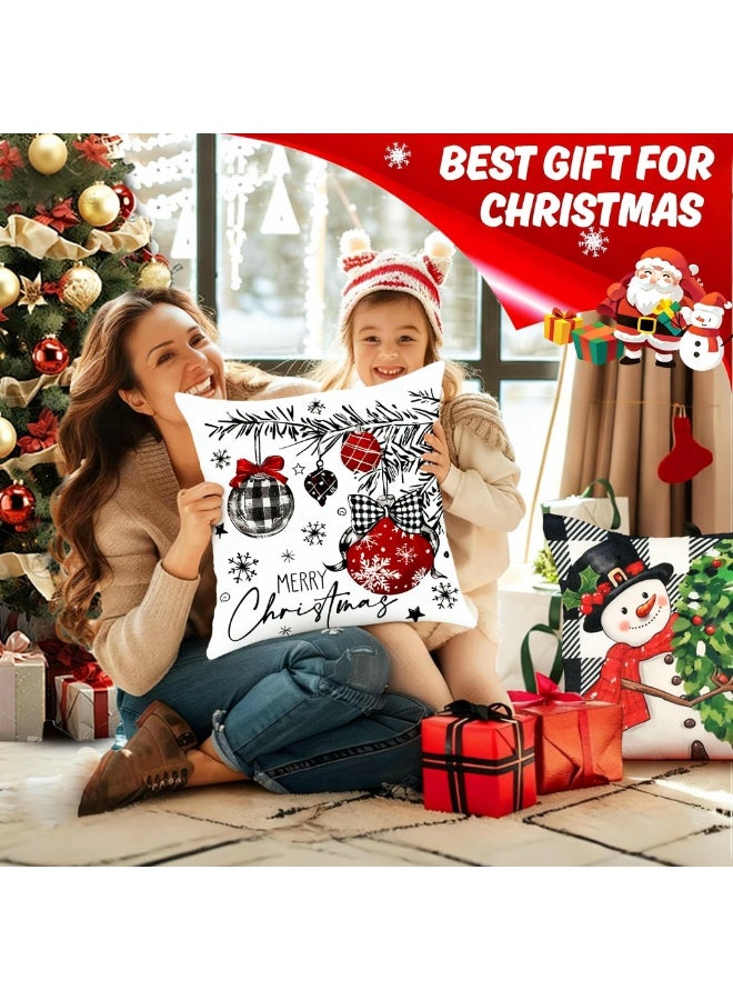 Christmas Cushion Covers Set of 4,Linen Christmas Pillow Cases 18x18 Inch with Xmas Throw Pillowcases for Christmas Decoration,Home,Sofa,Bed Chair Living Room - Image 4