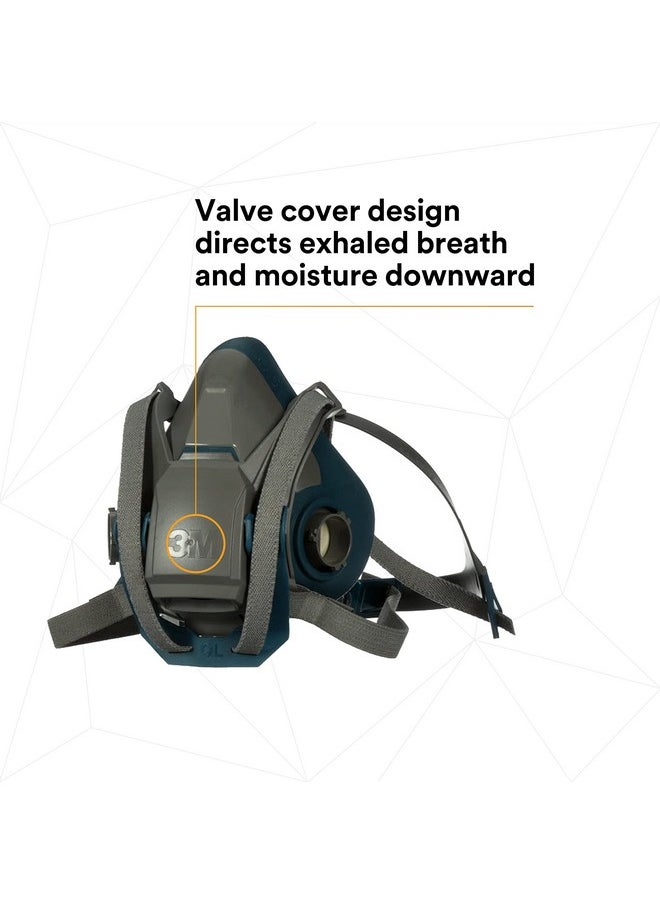 3M - 3M Rugged Comfort Quick Latch Half Facepiece Reusable Respirator 6502QL, NIOSH, Cool Flow Exhalation Valve, Bayonet Connection, Silicone Face Seal, for Gases, Vapors, Dust, Maintenance, Construction,M - Image 1