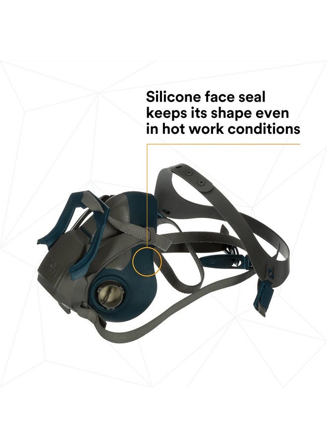 3M - 3M Rugged Comfort Quick Latch Half Facepiece Reusable Respirator 6502QL, NIOSH, Cool Flow Exhalation Valve, Bayonet Connection, Silicone Face Seal, for Gases, Vapors, Dust, Maintenance, Construction,M - Image 1