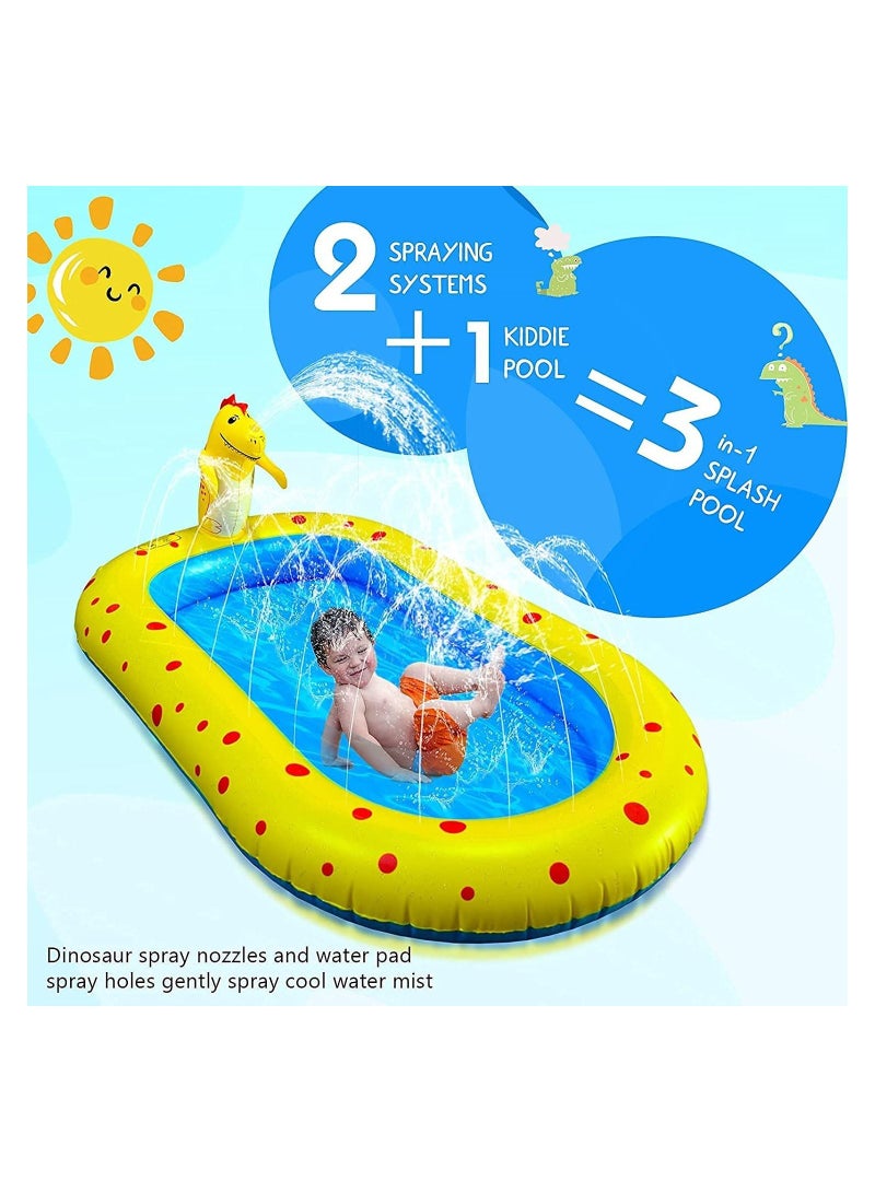GGEROU Inflatable Kiddie Pool Sprinkler, Dinosaur Sprinkler Pool Fountain Water Toys, Cute 3 in 1 Summer Splash Pad Kiddie Pool - Image 2