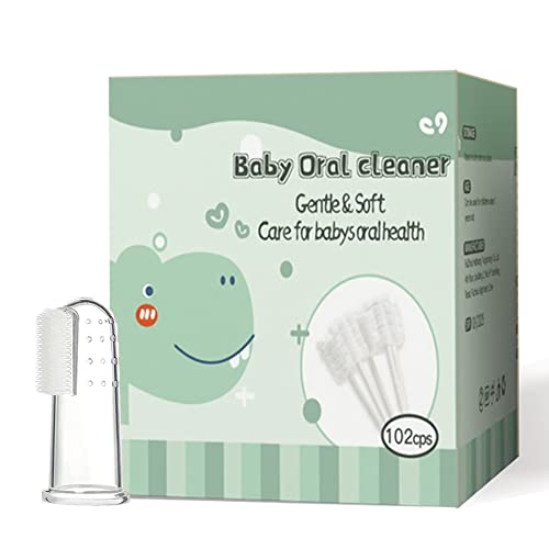 Camiee Baby Oral Cleaner and Tongue Brush – 102Pcs + 1 Finger Toothbrush with Case, Gentle Care for Newborn Oral Cleaning - Image 1