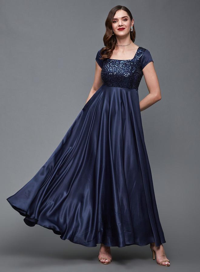 Miss Chase Navy Blue Embellished Maxi Dress - Image 1