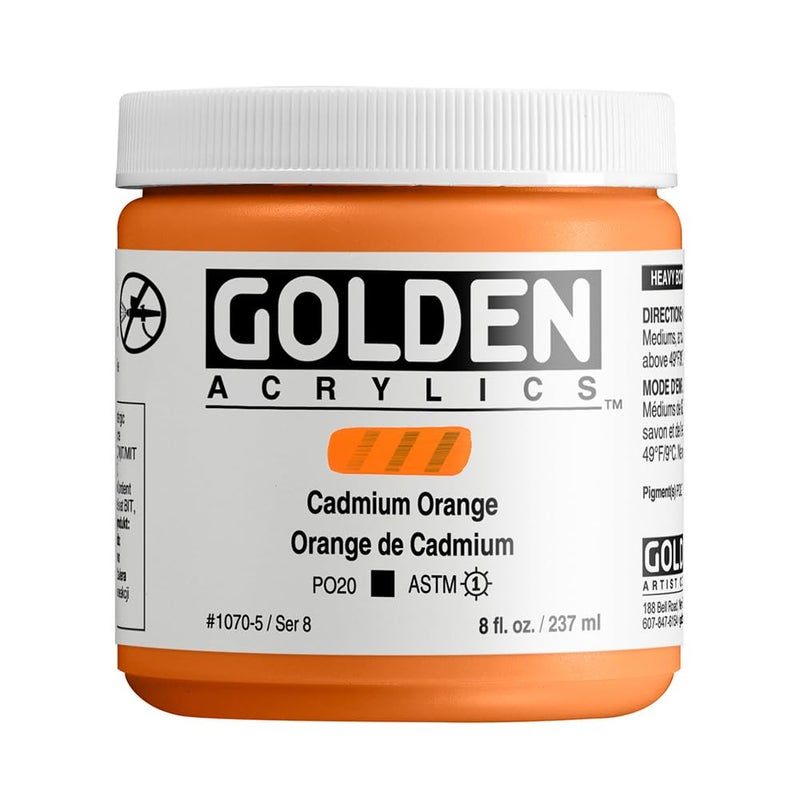 GOLDEN Heavy Body Acrylics Cadmium Orange 8 fl oz Jar Professional Acrylic Paint Opaque - Image 2