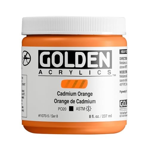 GOLDEN Heavy Body Acrylics Cadmium Orange 8 fl oz Jar Professional Acrylic Paint Opaque - Image 1